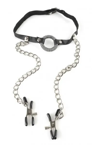 Male Sex Toys Pipedream O Ring Gag With Nipple Clamps Male Sex Toys Pipedream O Ring Gag With Nipple Clamps