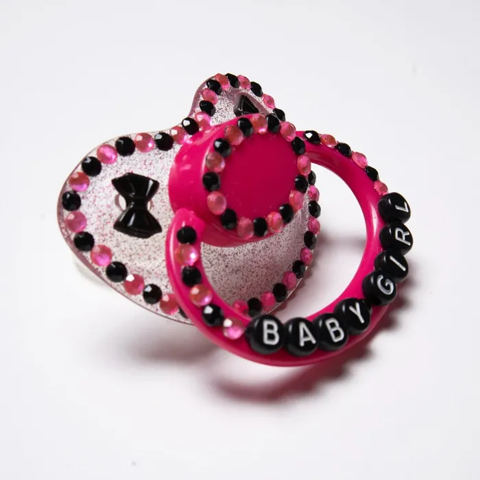 Vibrators Baby Girl Pink and Black Adult Pacifier The Pastel Playground