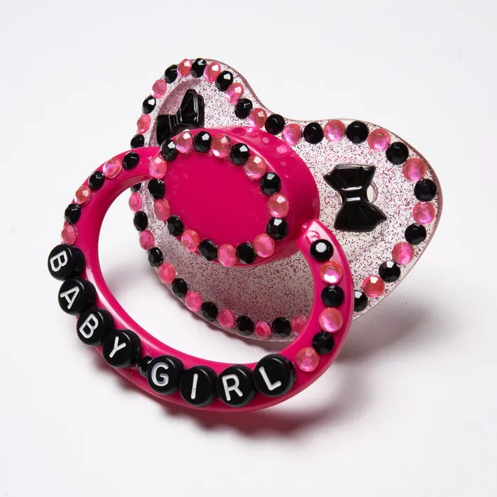 Vibrators Baby Girl Pink and Black Adult Pacifier The Pastel Playground
