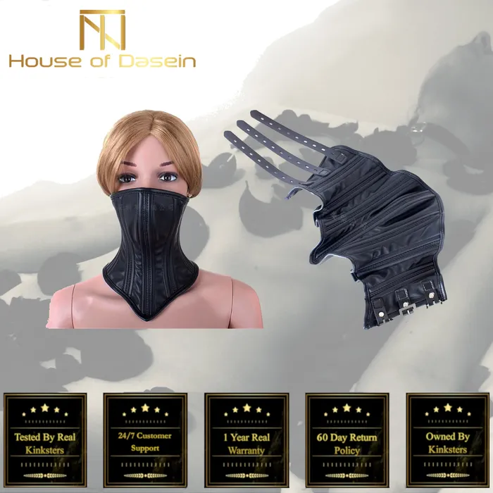House of Dasein Anal Collars Leashes Sexy Black Leather Neck Corset Masked Mystery Submissive Bdsm Fetish