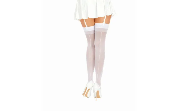 Adult Superstores Rockdale Hosiery Dreamgirl Back Seam Sheer Thigh High Stockings White 0007 OS Adult Superstores Rockdale Hosiery Dreamgirl Back Seam Sheer Thigh High Stockings White 0007 OS