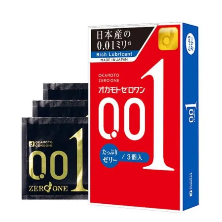 Male Sex Toys Okamoto 001 3s Plenty of Jelly Pack PU Condom Okamoto